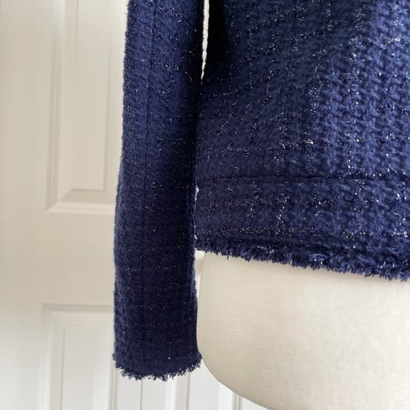 Michael Kors Wool Blend Navy Tweed Blazer Open Front (6/S) - Picture 9 of 11